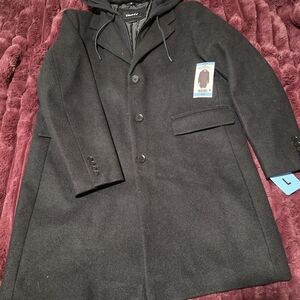 Dockers Black Trench Coat with Hood